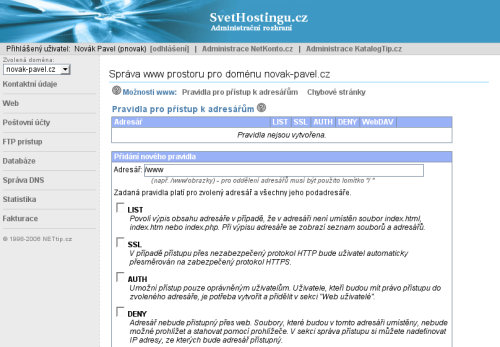 Administrace www