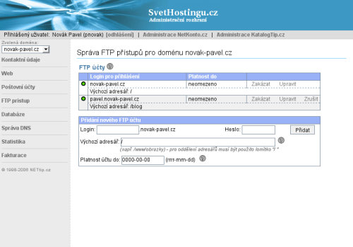 Administrace www
